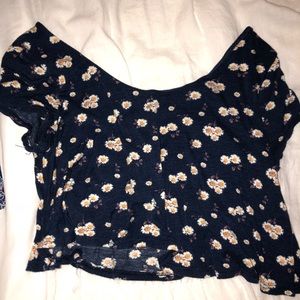 Navy crop top with daisies